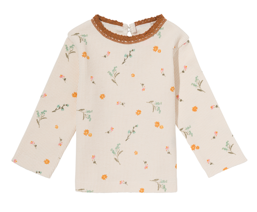 Baby-Shirt, Waffelstruktur Blumen eierschalenfarben eierschalenfarben - 1000028579 - HEMA