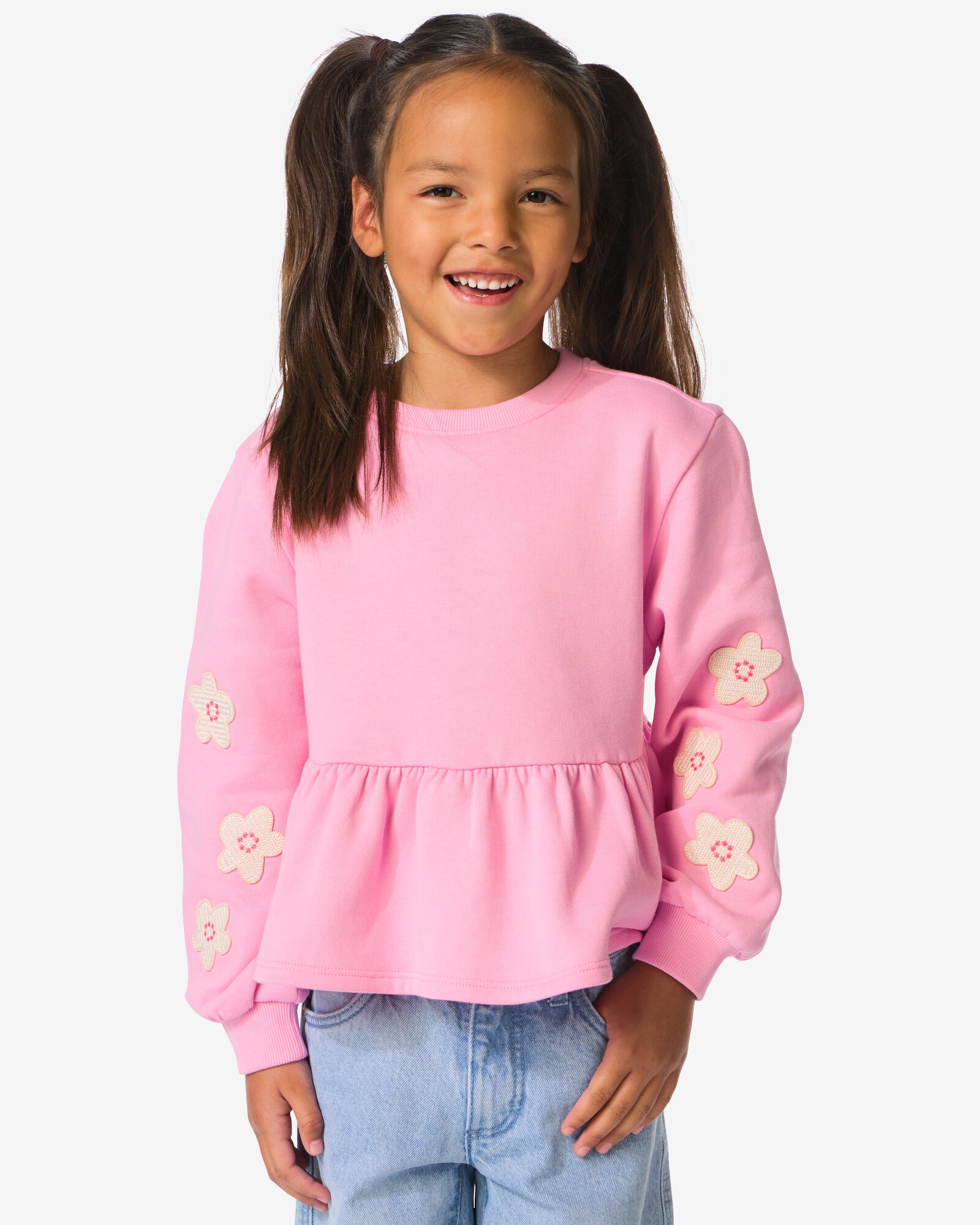 kindertrui sweatstof bloemen roze (roze)