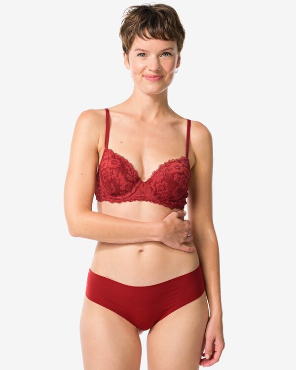 slip br&eacute;silien femme microfibre avec dentelle rouge fonc&eacute; - 19601504DARKRED - HEMA