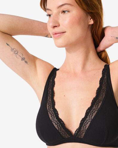 bralette met kant zonder beugel zwart zwart - 21900191BLACK - HEMA