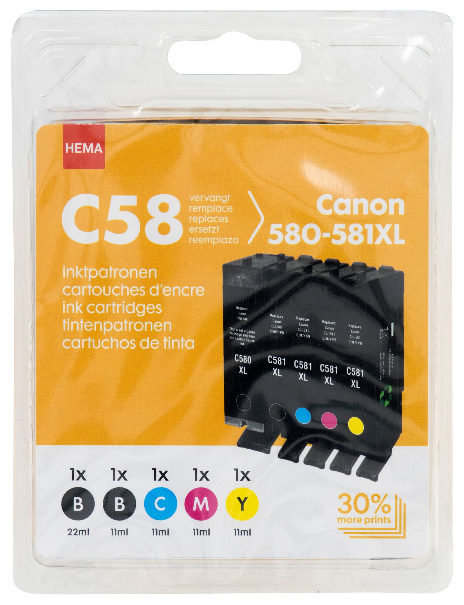 cartouche HEMA C58 remplace Canon 580-581XL noir/couleur - HEMA