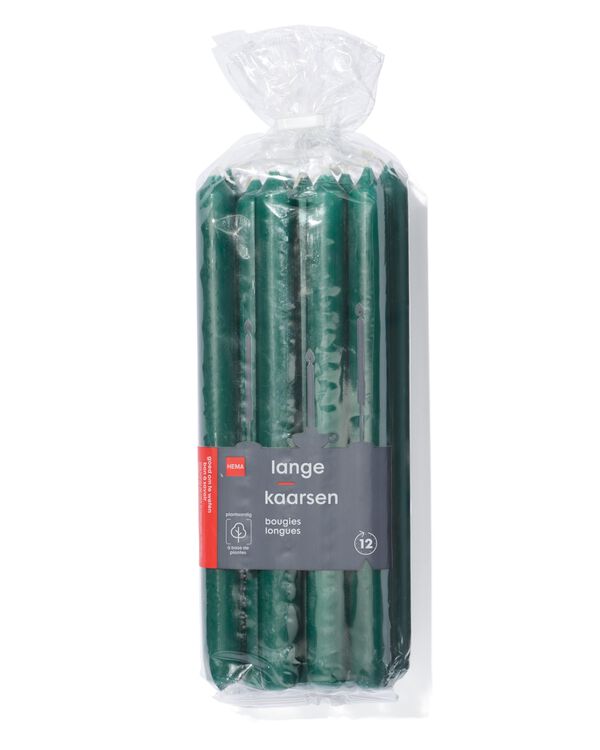 12 bougies longues &Oslash;2.2x29&nbsp; vert fonc&eacute; vert fonc&eacute; - 1000017958 - HEMA