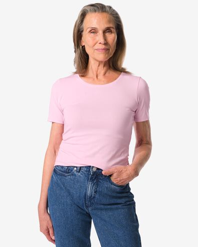 Damen-T-Shirt, Basic, Rundhalsausschnitt lila lila - 36300320LILAC - HEMA