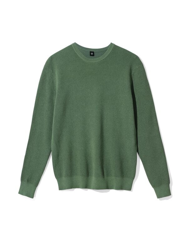 pull homme Lars gaufré vert moyen vert moyen - 2140790MIDGREEN - HEMA