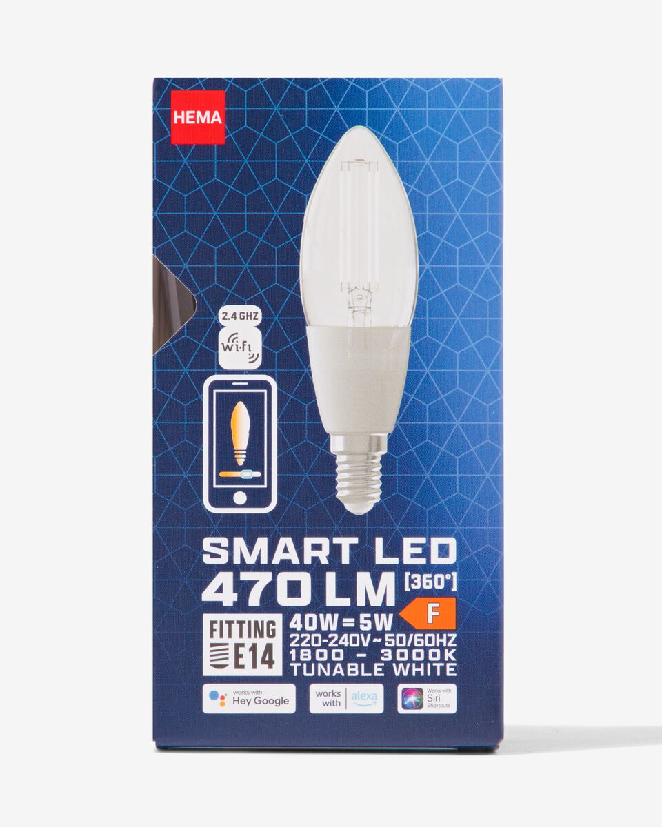 ampoule led smart bougie clear E14 4,9W 470lm - 20070018 - HEMA
