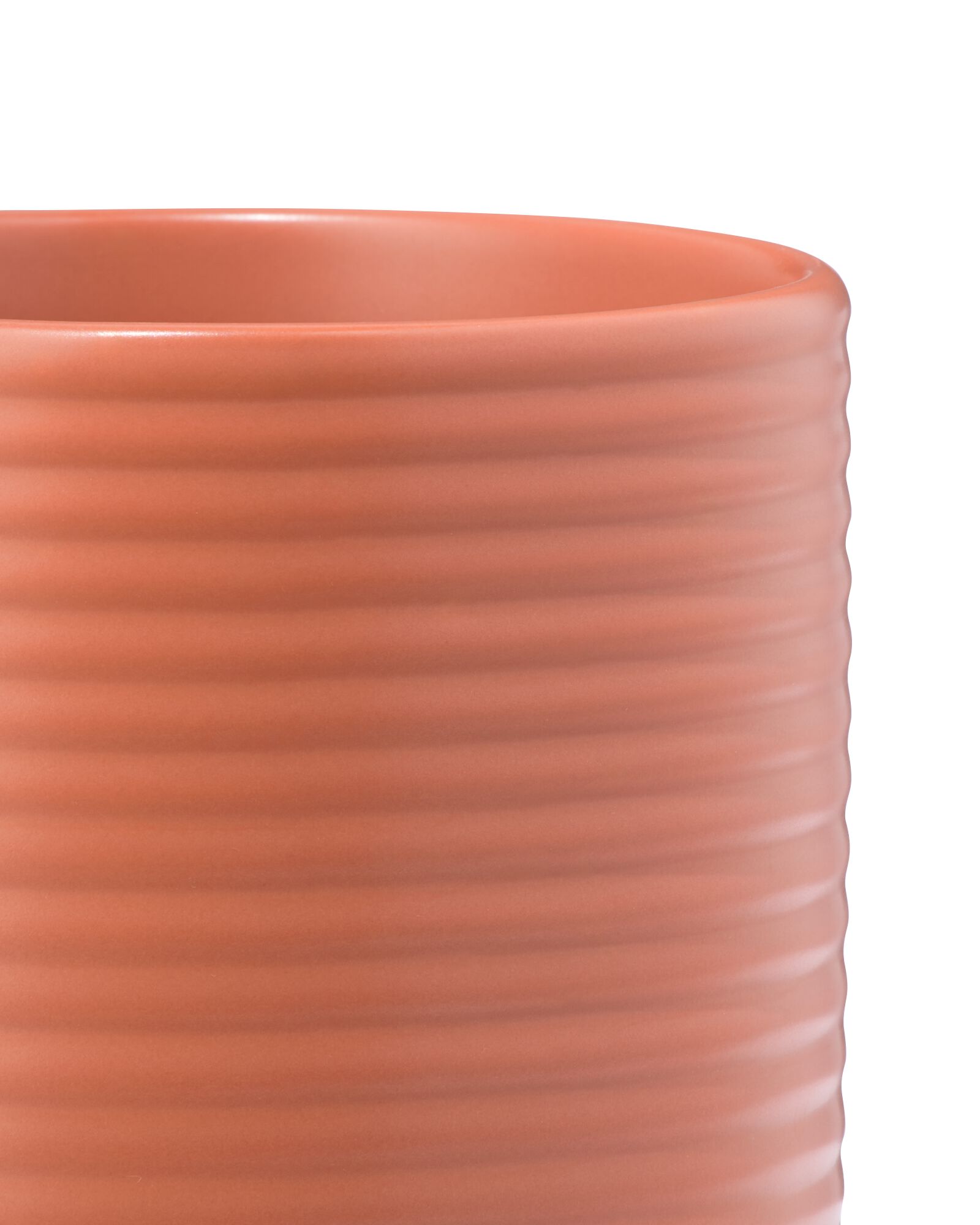 cache-pot &Oslash;12 x 14 cm c&eacute;ramique nervur&eacute;e terra - 13324209 - HEMA