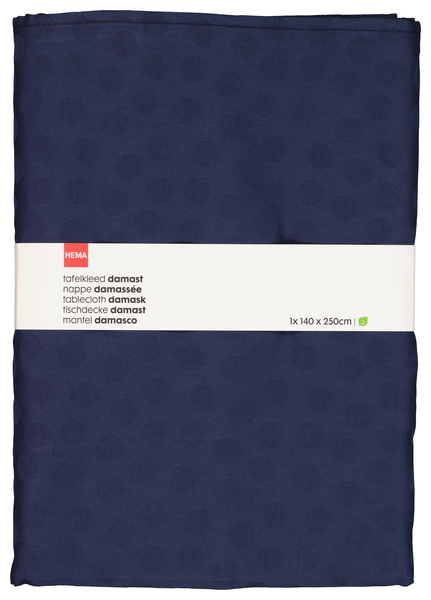 Damast-Tischdecke, 140 x 250 cm, Baumwolle, blau, Punkte - 5300087 - HEMA