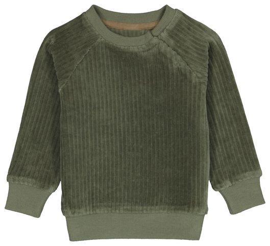 HEMA Baby Sweatshirt, Gerippt, Velours Grün  - Onlineshop Hema