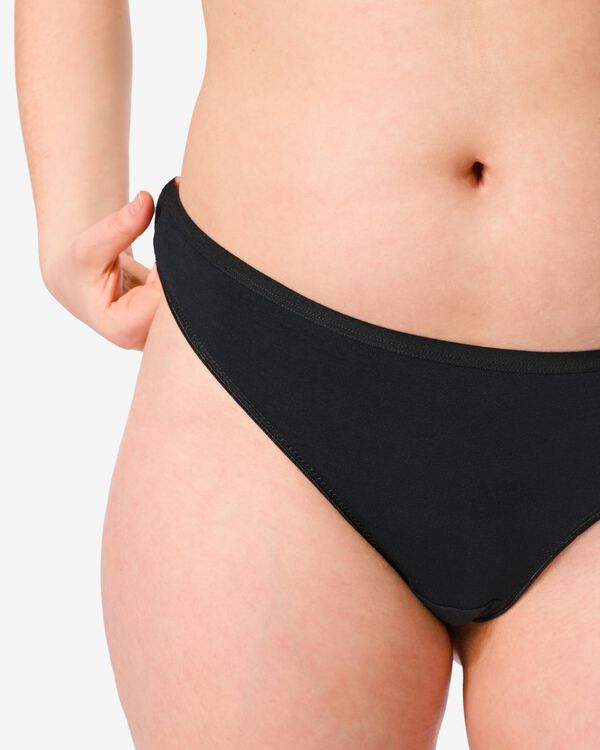 2 strings femme taille haute coton stretch noir noir - 1000030293 - HEMA
