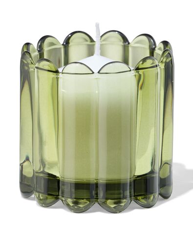 verre pour bougie parfum&eacute;e ⌀8x8cm nervur&eacute; vert fonc&eacute; - 13507546 - HEMA
