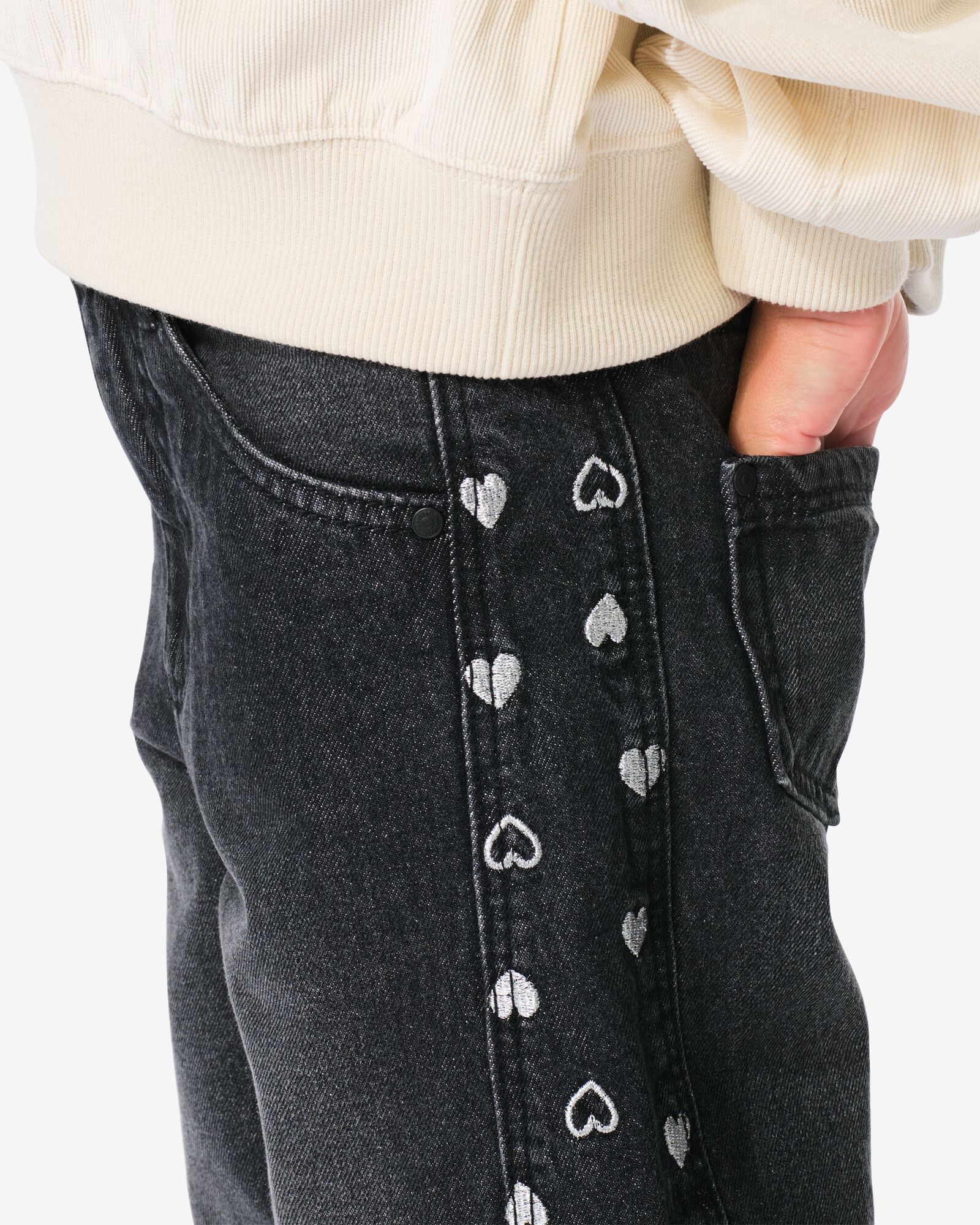 kinderjeans wide fit zwart - 30833228BLACK - HEMA