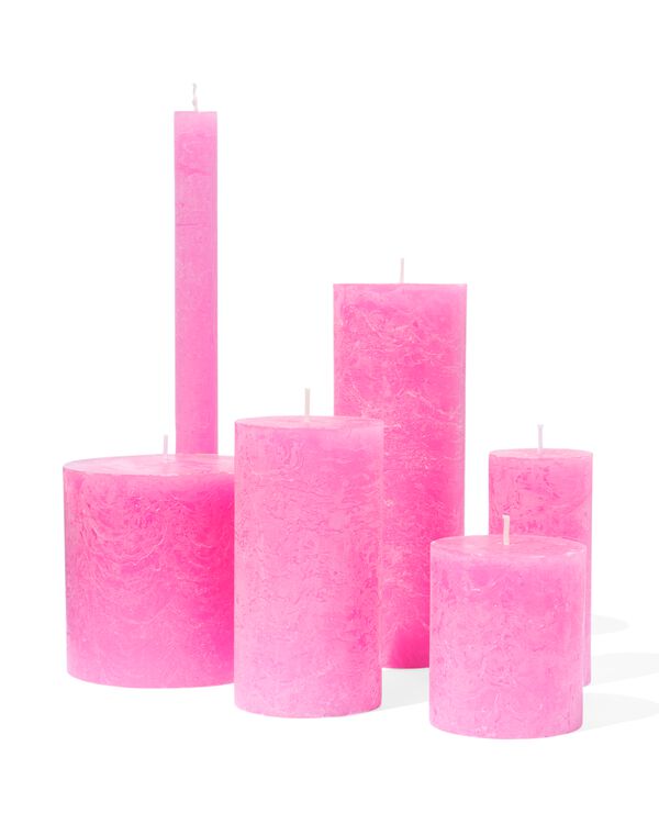 rustikale Kerzen dunkelrosa dunkelrosa - 1000031632 - HEMA