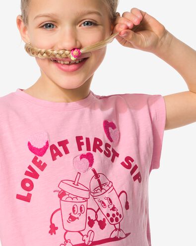 kinder T-shirt jersey drinks roze roze - 30843123PINK - HEMA