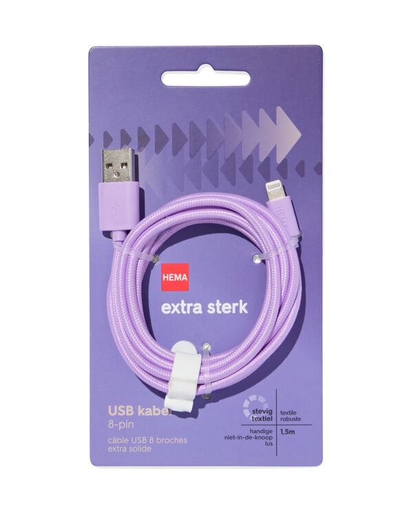 câble chargeur USB vers 8 broches 1,5m - 39680047 - HEMA