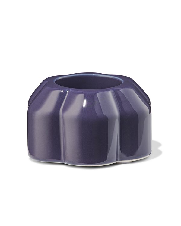 theelichthouder keramiek bloem donkerblauw - 13325052 - HEMA