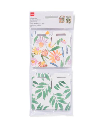 6er-Pack Geschenkschachteln, Pappe, 5 x 5 x 5 cm, Blätter/Blumen - 14700593 - HEMA