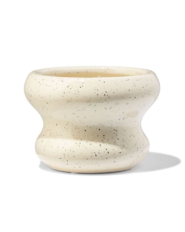 bloempot ⌀13x9cm keramiek blob spikkel wit - 13326029 - HEMA