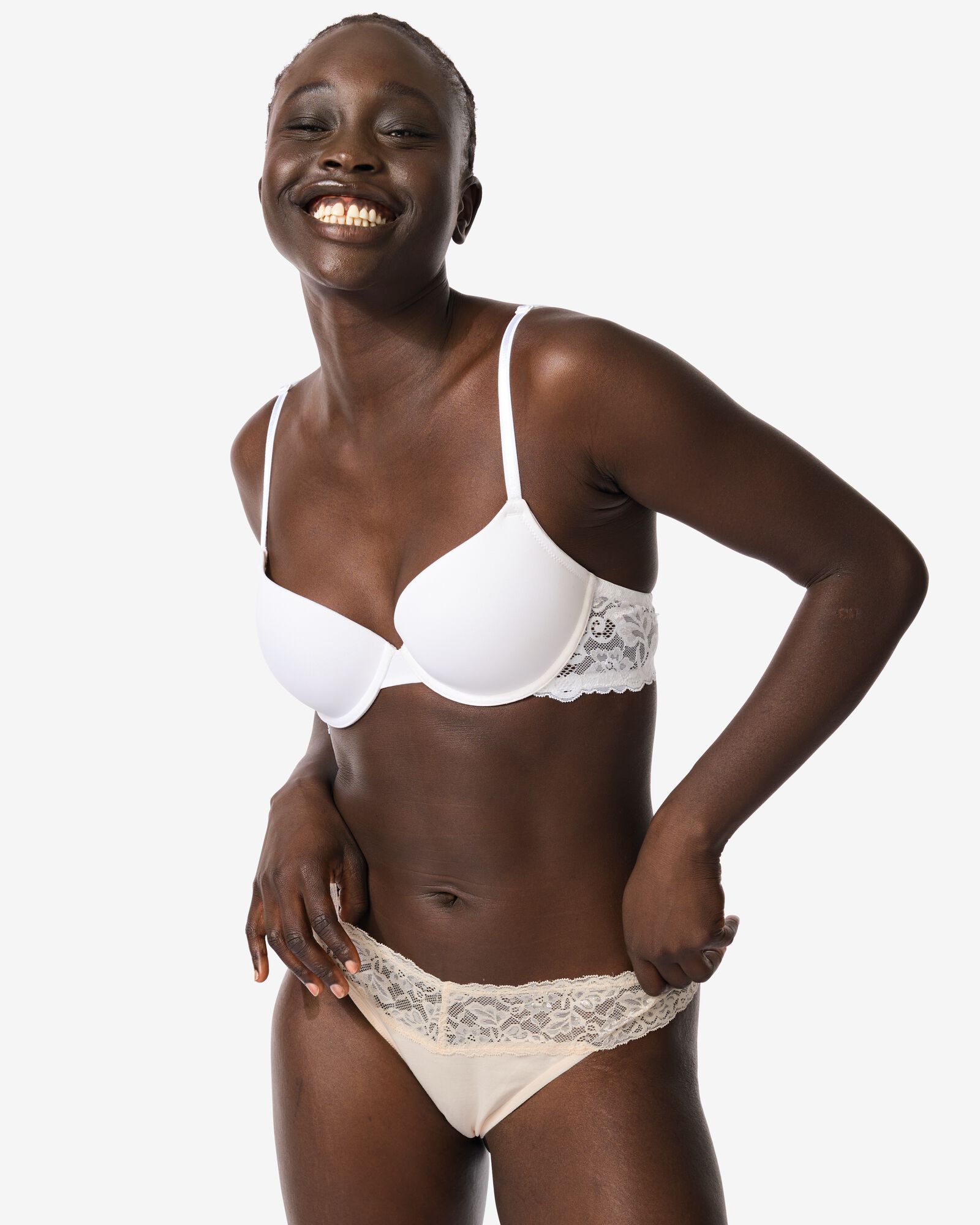 string femme coton avec dentelle rose p&acirc;le - 19620903LIGHTPINK - HEMA