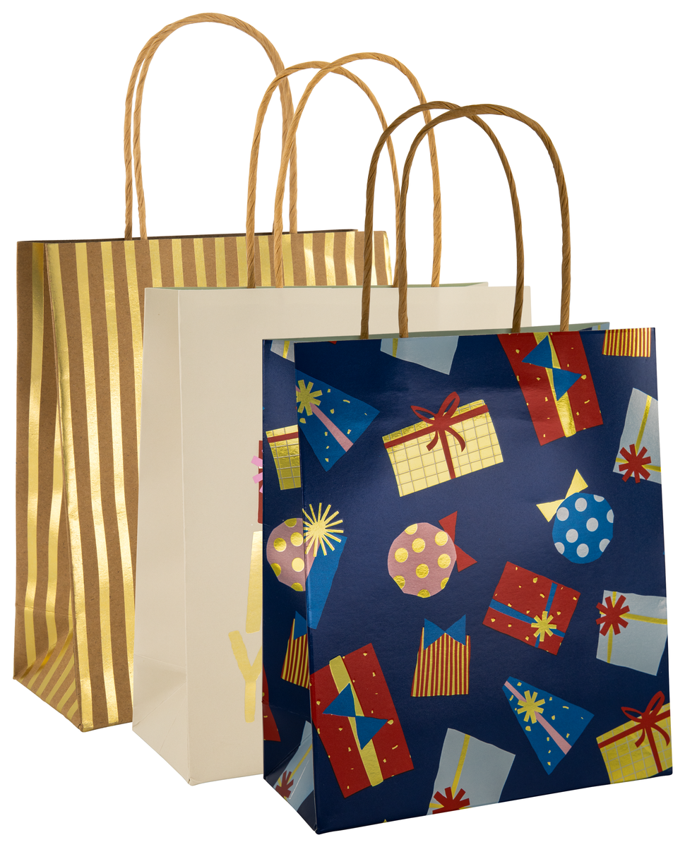 3 sacs cadeaux en papier 21x18x6 - 14700648 - HEMA