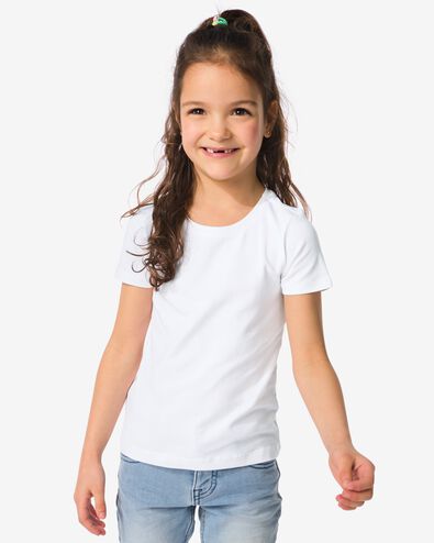 2er-Pack Kinder-Shirts, Biobaumwolle weiß 134/140 - 30835764 - HEMA