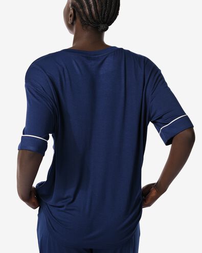 dames pyjamatop viscose donkerblauw donkerblauw - 23410467DARKBLUE - HEMA