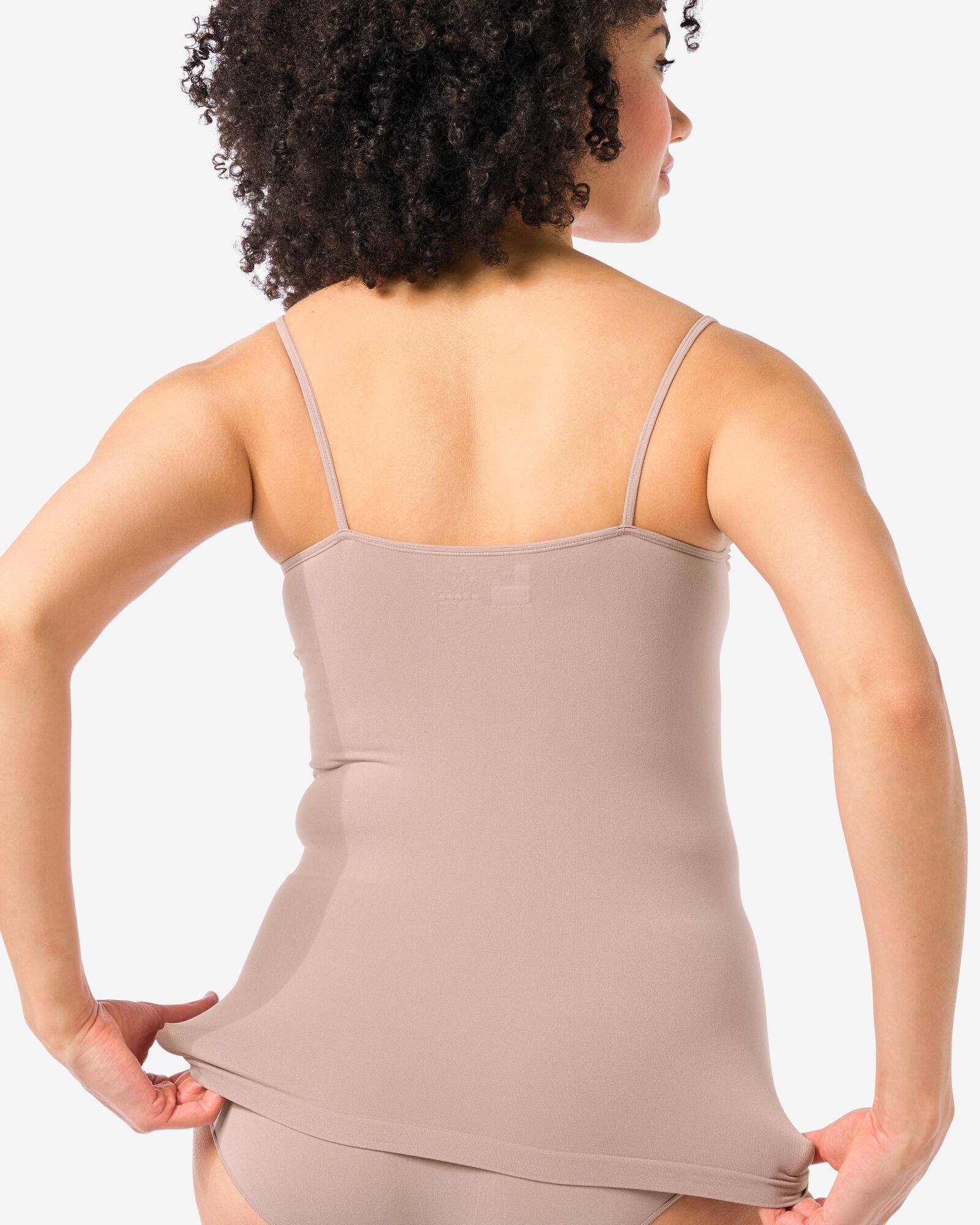 Nahtloses Damenunterhemd aus Mikrofaser mit Spaghettitr&auml;gern beige - 19621045BEIGE - HEMA