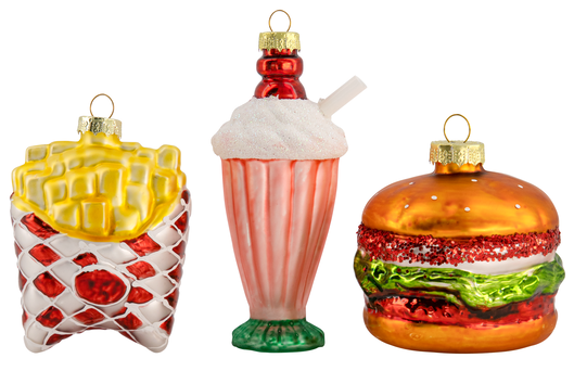 décorations de Noël en verre frite milkshake hamburger - 25103513 - HEMA