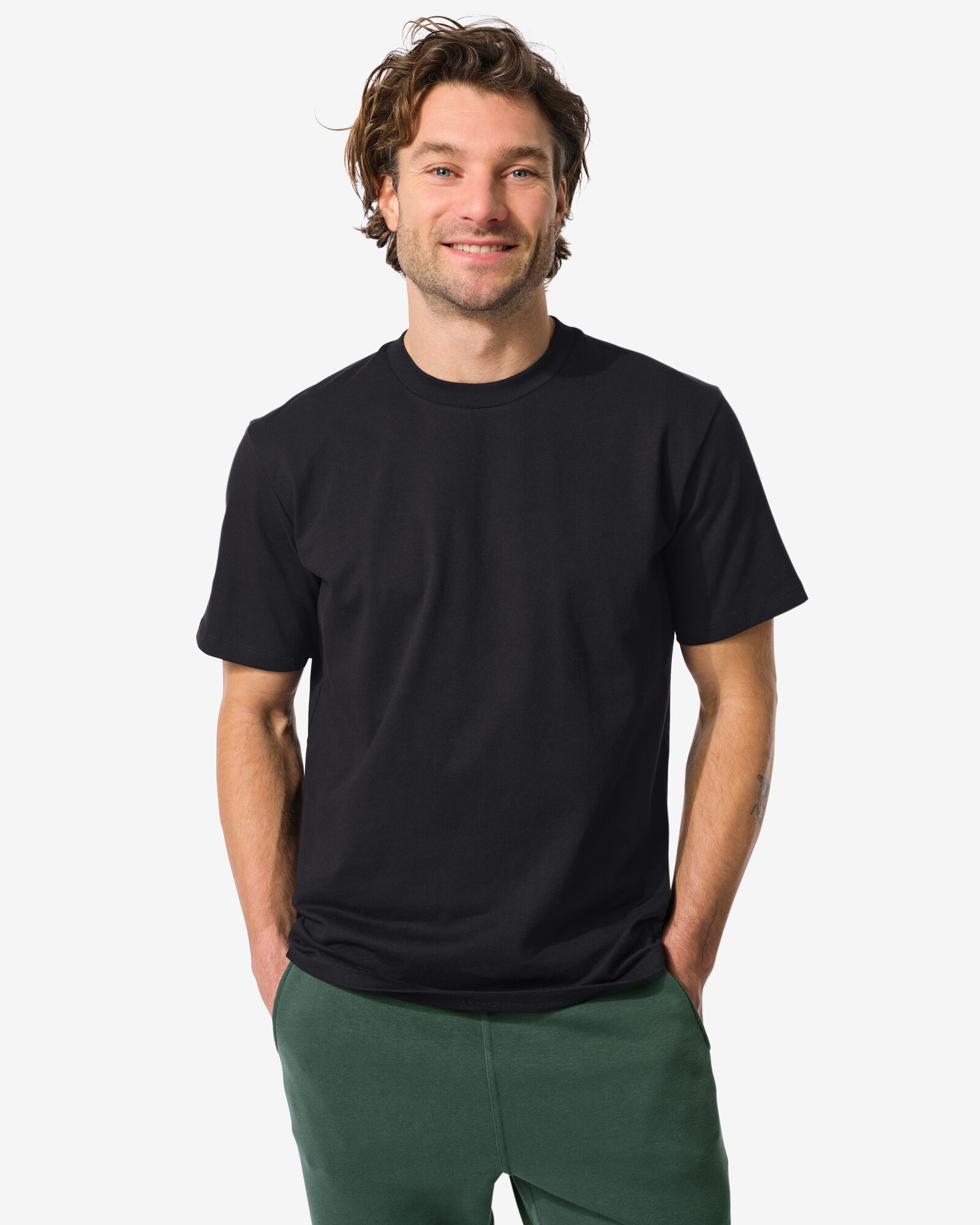 t-shirt homme Elias coupe d&eacute;contract&eacute;e  noir noir - 2129970BLACK - HEMA