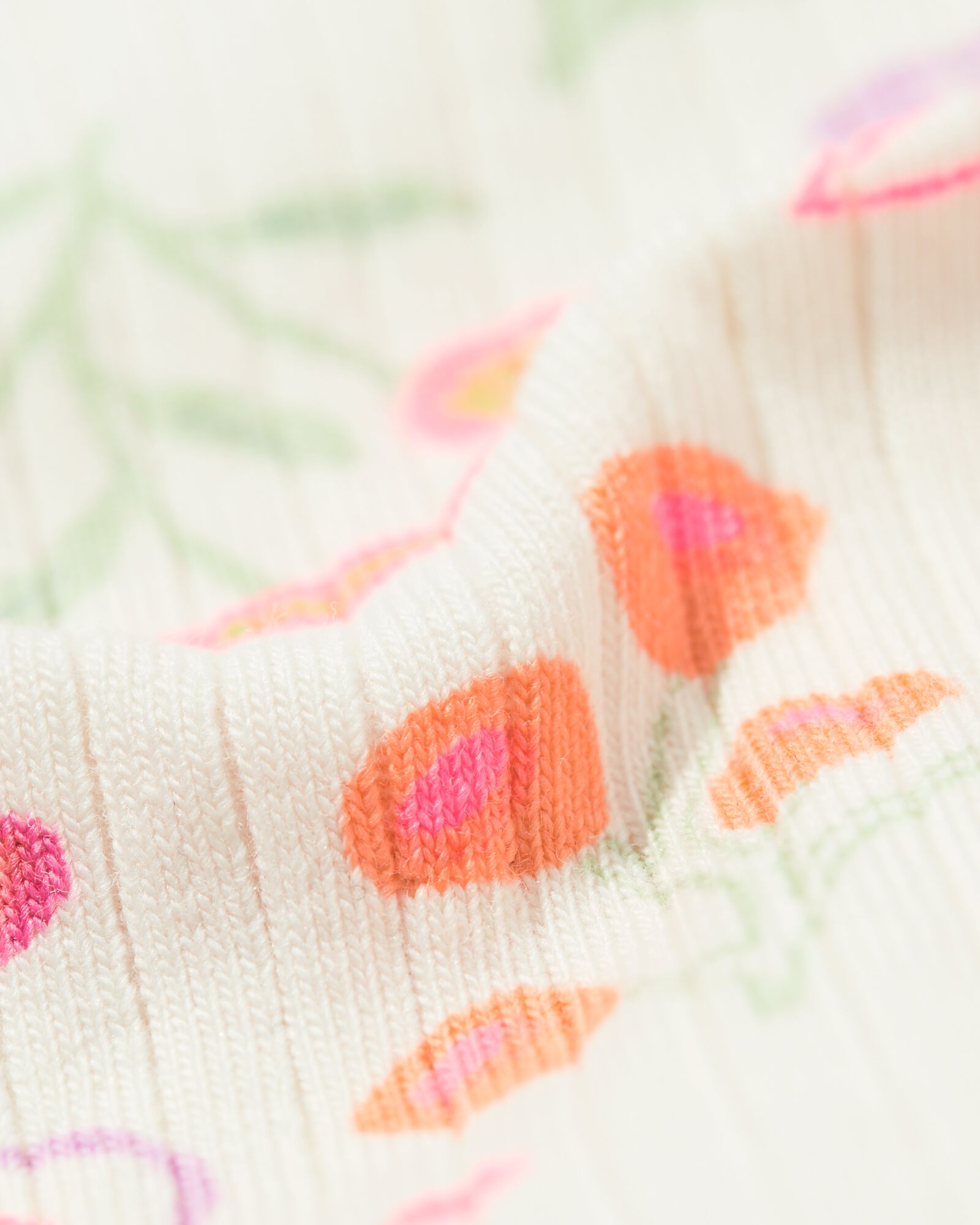 kinderlegging rib flared bloemen - 2 stuks perzik - 30867705PEACH - HEMA