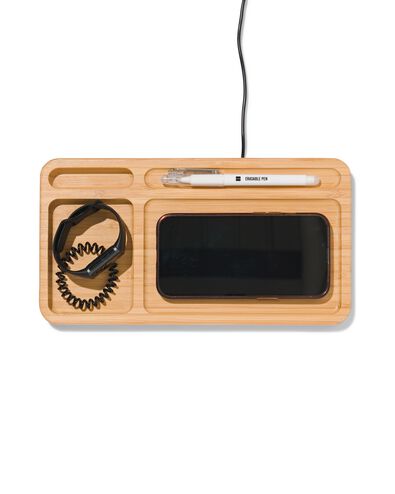 organiseur en bois avec chargeur sans fil 14.5x27x1.5 - 39600303 - HEMA
