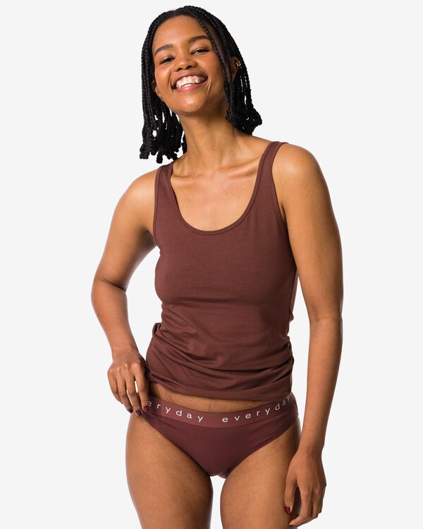 Damenslip aus Baumwolle mit &bdquo;everyday&ldquo; auf dem Bund dunkelbraun - 19641614DARKBROWN - HEMA