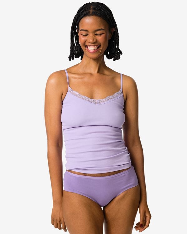 Damen-Hipster aus Baumwolle mit Spitze helllila - 19621631LIGHTPURPLE - HEMA