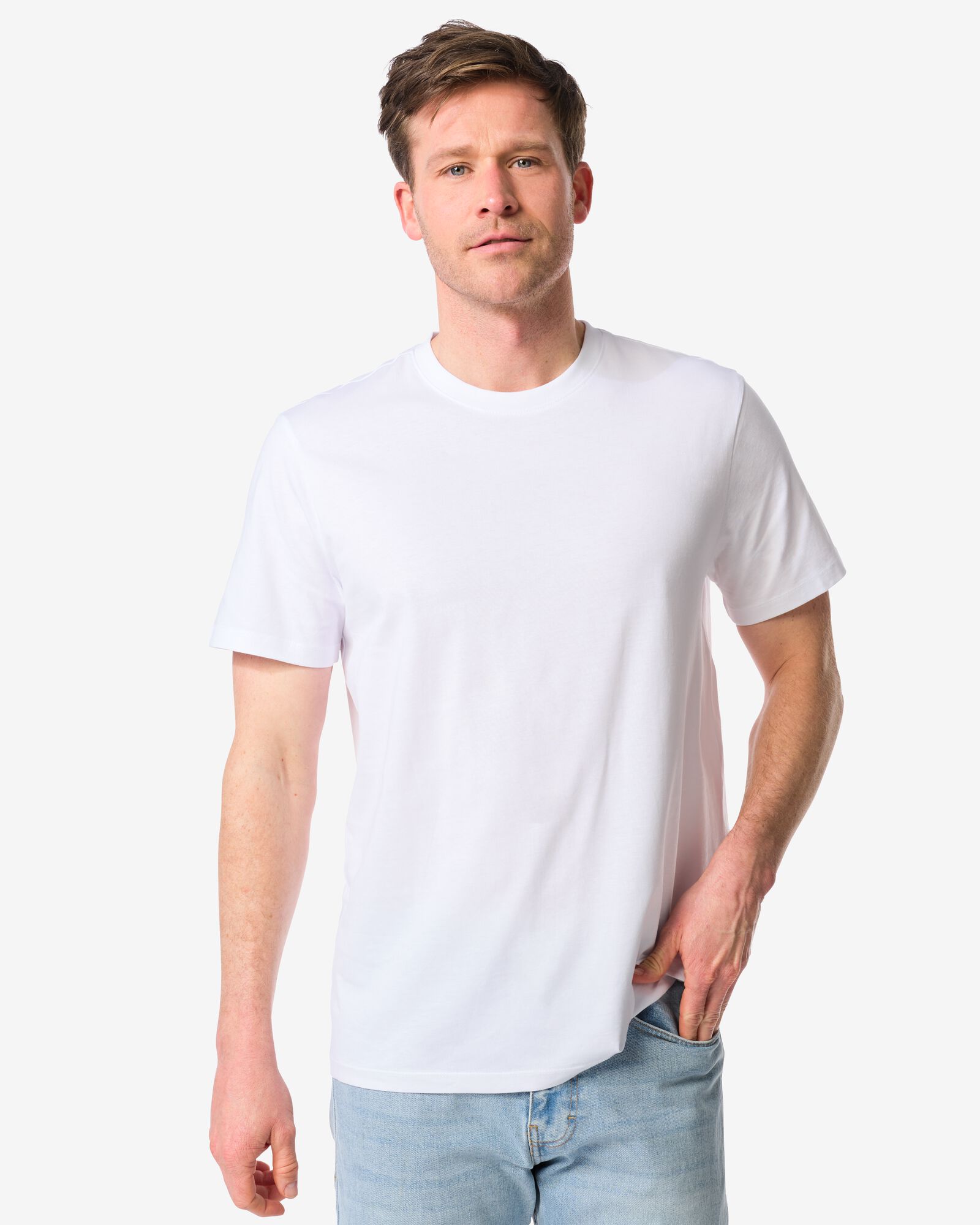 2 t-shirts homme regular fit col rond blanc blanc - 1000009943 - HEMA
