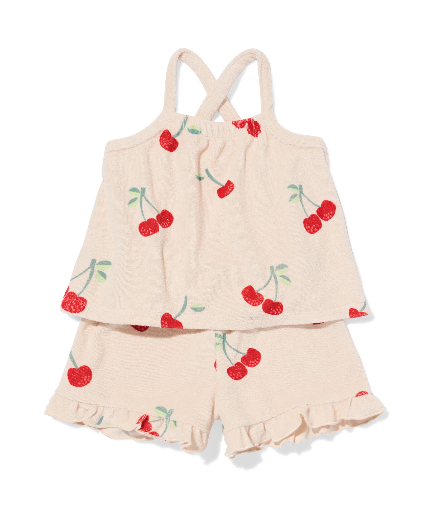 ensemble v&ecirc;tements b&eacute;b&eacute; &eacute;ponge cerises &eacute;cru - 33004370ECRU - HEMA