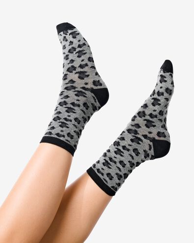 5 paires de chaussettes femme avec du coton gris chiné gris chiné - 1000028895 - HEMA