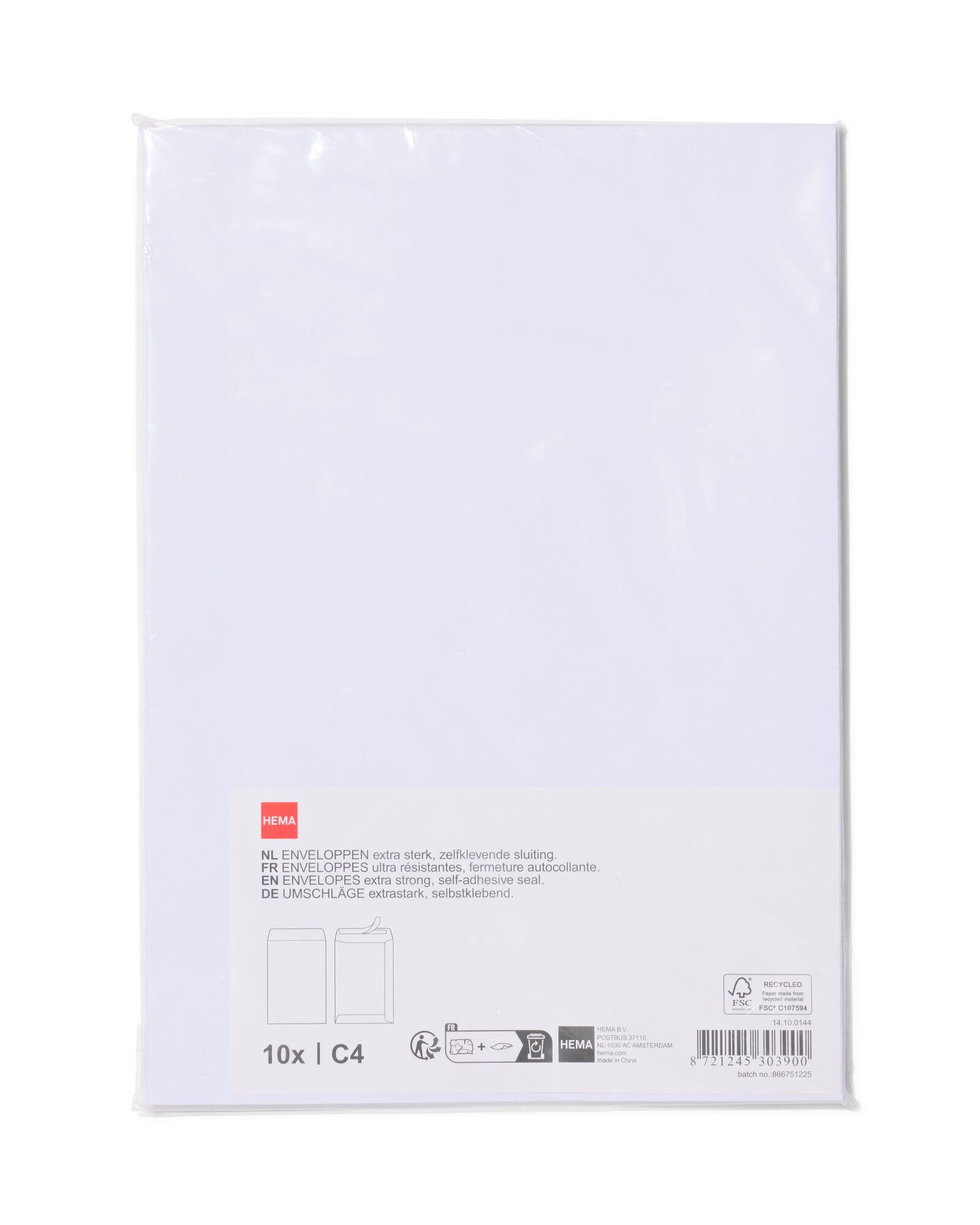 enveloppes C4 blanches - lot de 10 - 14100144 - HEMA