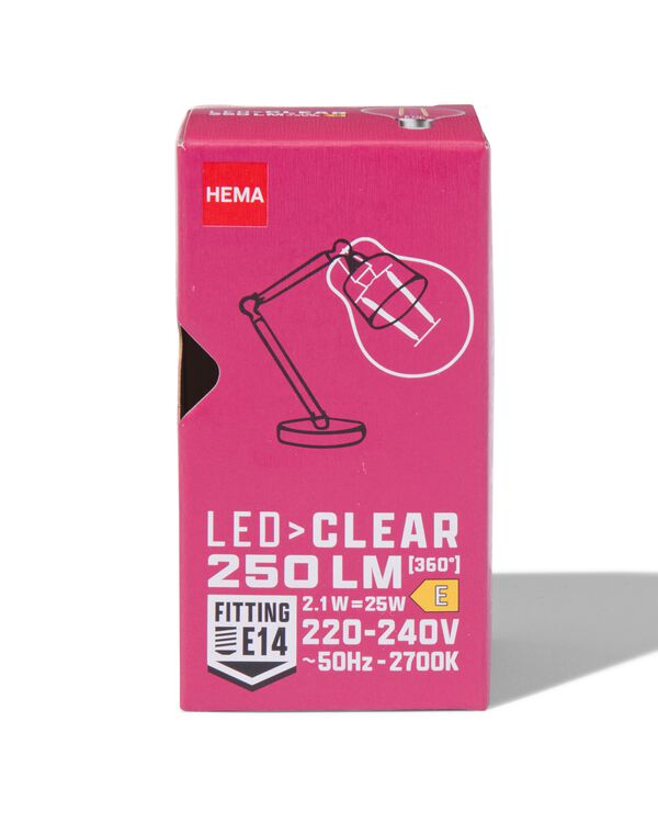 LED-Lampe, klar, E14, 2.1 W, 250 lm, Kugellampe - 20070051 - HEMA