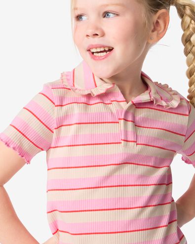 t-shirt enfant avec col polo rose 146/152 - 30853545 - HEMA