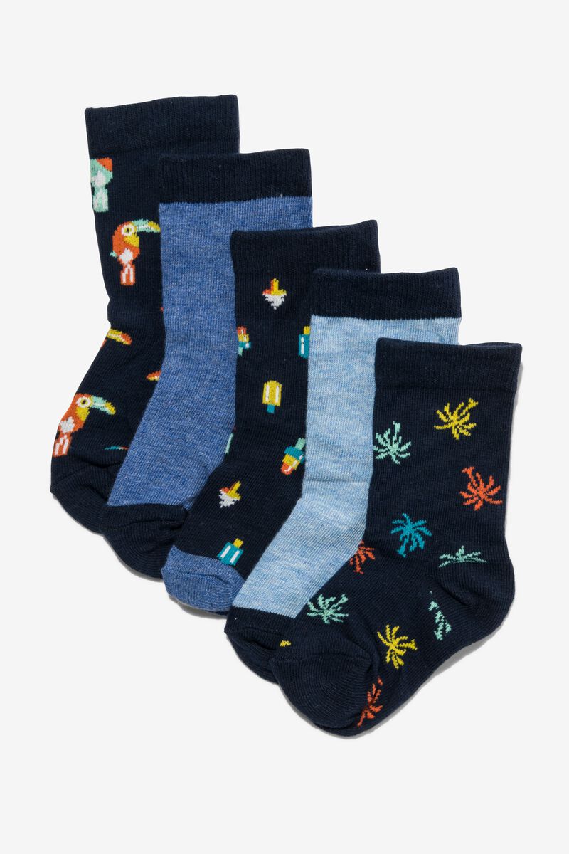 5 paires de chaussettes enfant tropical bleu foncé - 1000026517 - HEMA