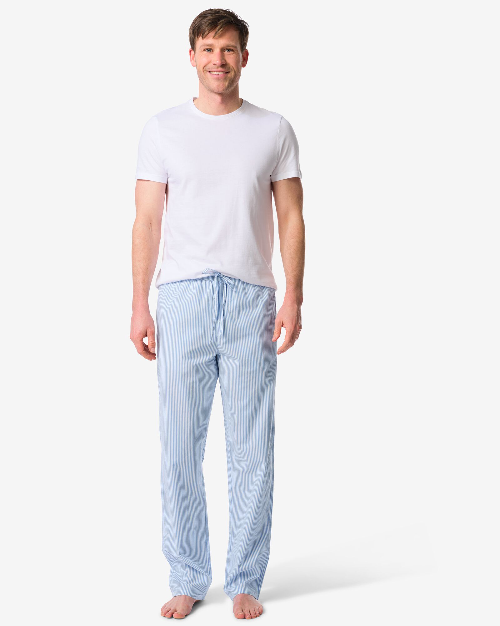 heren pyjamabroek Pepijn regular fit poplin strepen gebroken wit gebroken wit - 23686100OFFWHITE - HEMA