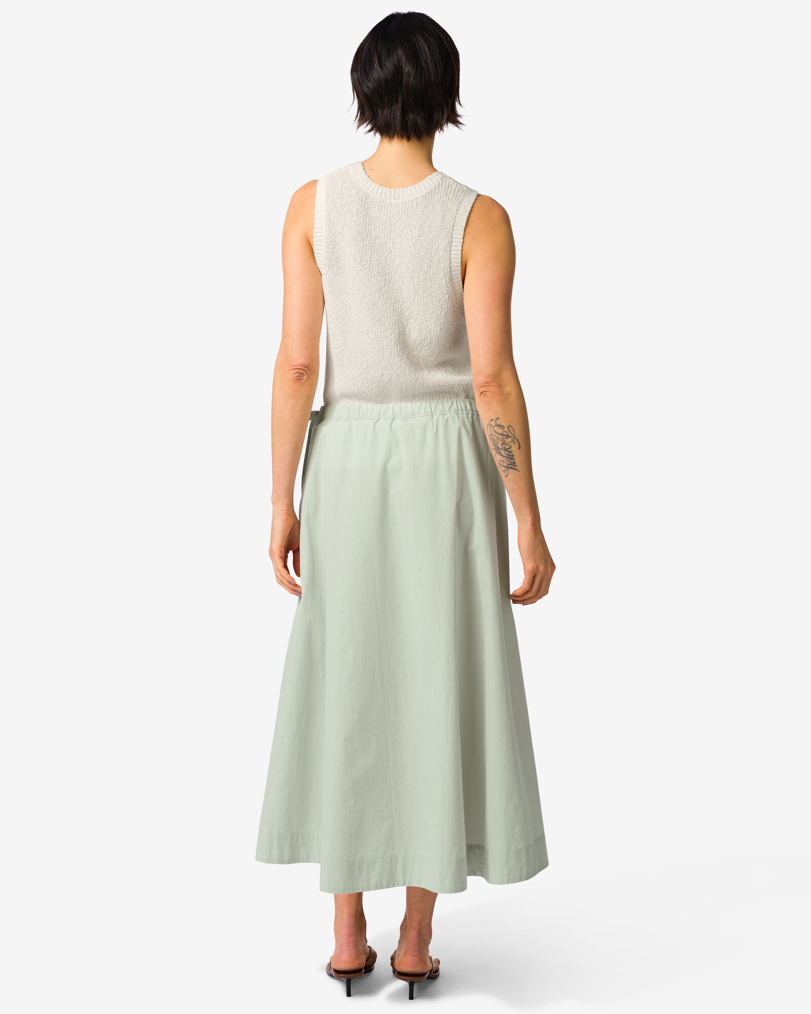 jupe trap&egrave;ze femme popeline vert clair vert clair - 36210260LIGHTGREEN - HEMA