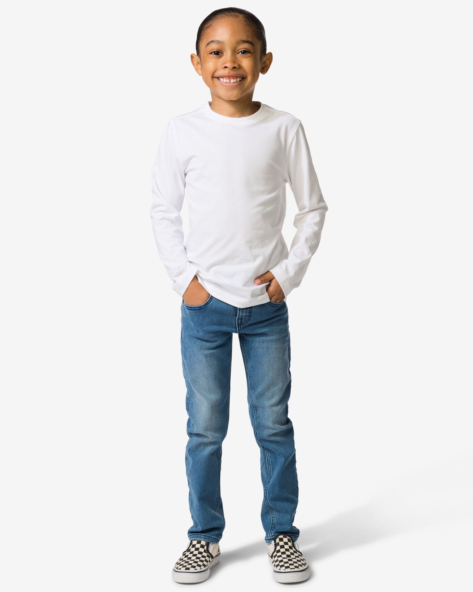 kinderbroek jogdenim skinny fit middenblauw middenblauw - 30776003MIDBLUE - HEMA