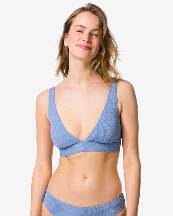 damesbikinitop Liv triangel structuur lichtblauw lichtblauw - 22360400LIGHTBLUE - HEMA