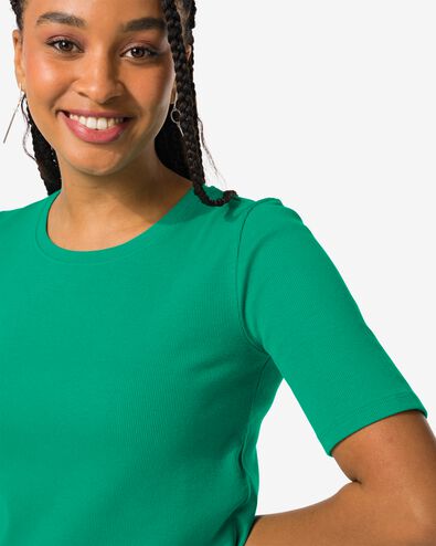 t-shirt femme Clara côtelé vert M - 36257452 - HEMA