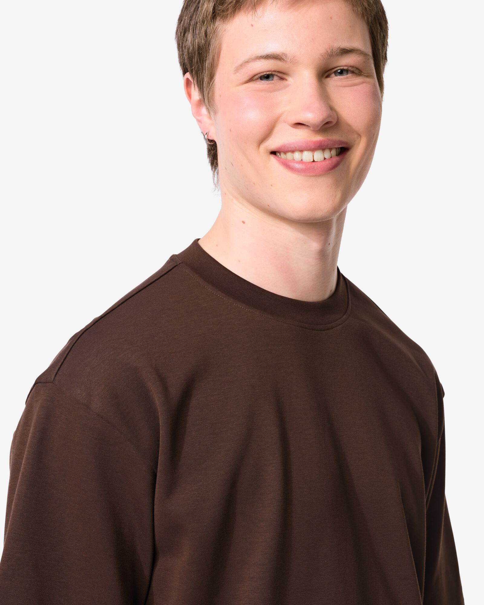 Herren-T-Shirt Job Oversized Fit dunkelbraun dunkelbraun - 2179030DARKBROWN - HEMA