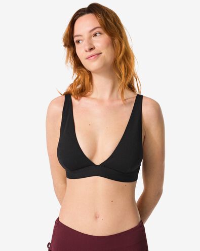 damesbikinitop triangel zwart zwart - 22352210BLACK - HEMA