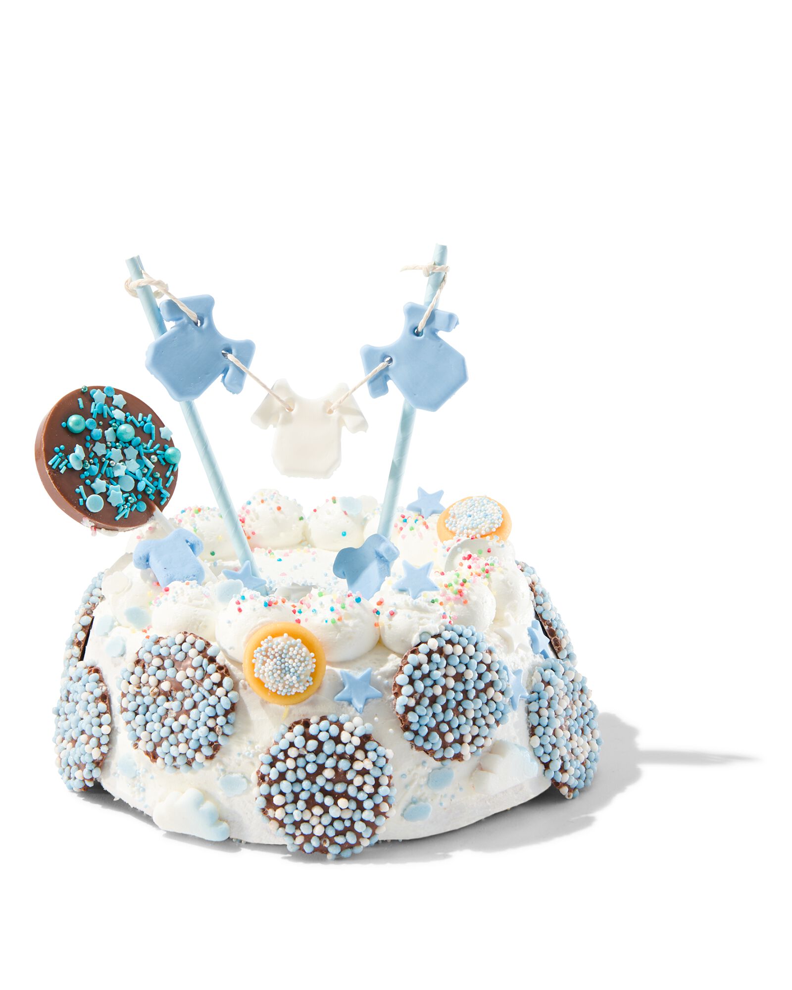 décoration pour gâteau Ø6cm - fête bébé bleu - HEMA