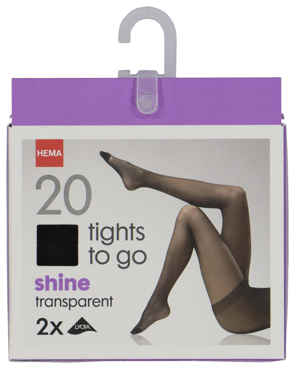 2pack nylon stockings shine to go 20 denier black HEMA