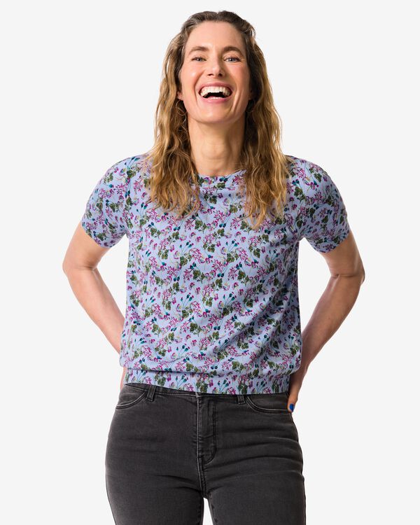 damestrui Fally fijngebreid bloemen lichtblauw lichtblauw - 36303460LIGHTBLUE - HEMA