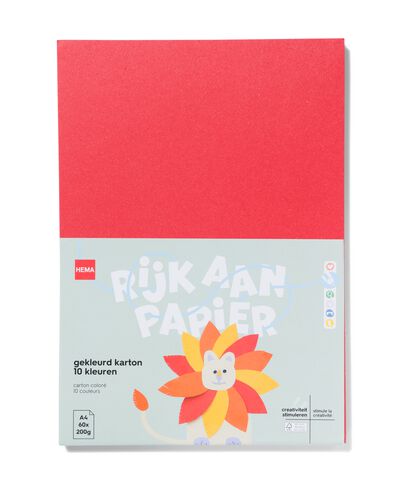 60 feuilles de carton de couleur - 15910202 - HEMA